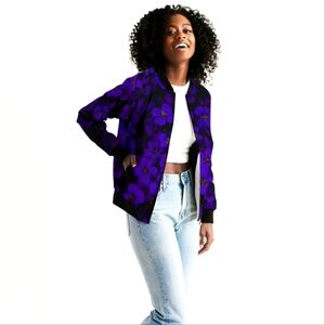 Harlow & LLoyd Midnight Purple Floral Bomber Jacket XXL